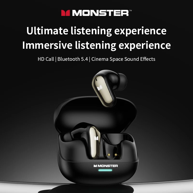 Monster MQT52 TWS Bluetooth 5.4 Earphones Gaming Noise Reduction Headphones Running Sports Earbuds Low Latency HD Call Headset - Image 3
