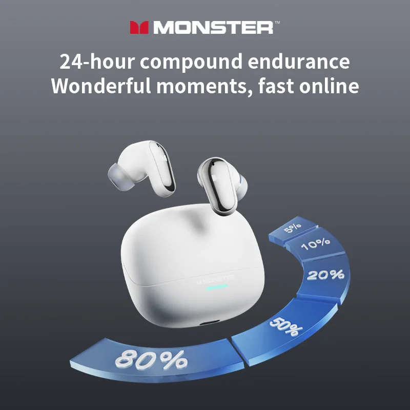 Monster MQT52 TWS Bluetooth 5.4 Earphones Gaming Noise Reduction Headphones Running Sports Earbuds Low Latency HD Call Headset - Image 6